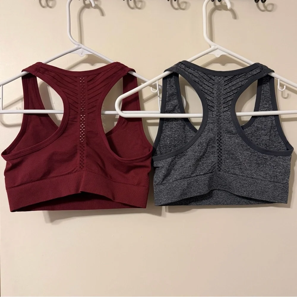 2 Layer8 Qwick-Dry Padded Sports Bras | Maroon & Grey - Picture 2 of 13